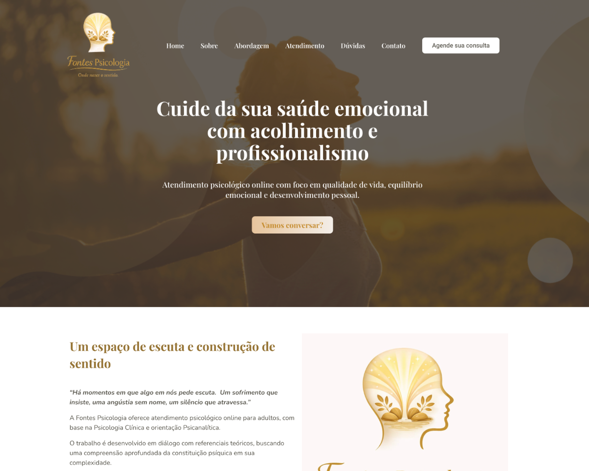 Projeto digital desenvolvido para Fontes Psicologia