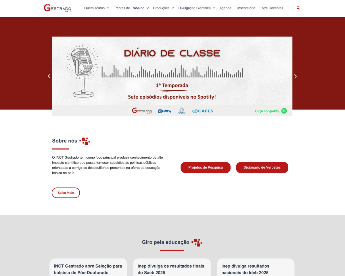 Projeto digital desenvolvido para INCT Gestrado