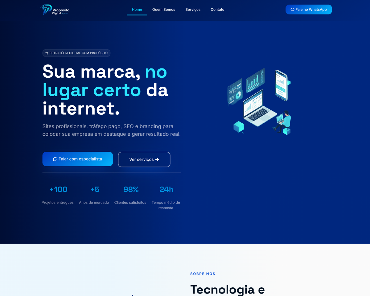 Projeto digital desenvolvido para Propósito Digital Xavier